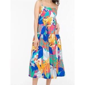 J Crew Reimagined Sundress Size 18 Bright Multicolor Floral Print Lined Back Tie